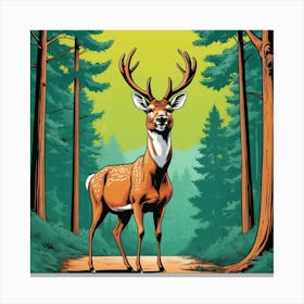 Deer In The Forest 5 Canvas Print