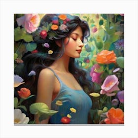 Girl In A Garden Canvas Print