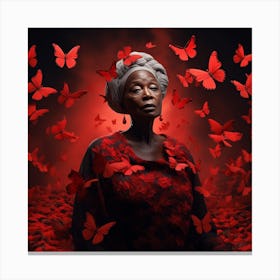 Woman Surrounded By Butterflies Canvas Print