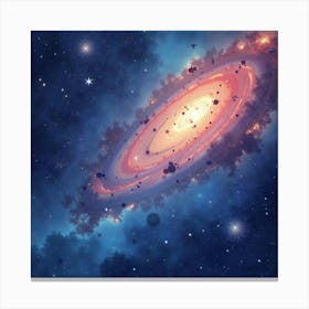 Radiant Watercolor Space Scene With Star Clusters 1 Canvas Print