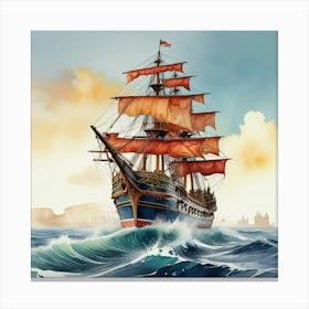 Pirate Ship In The Ocean 2 Canvas Print