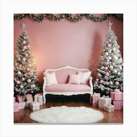Pink Christmas Room Canvas Print