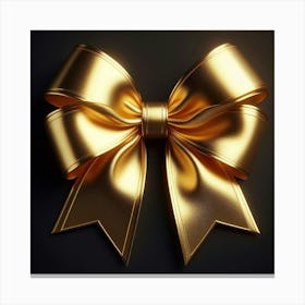 Gold Bow On Black Background 2 Canvas Print