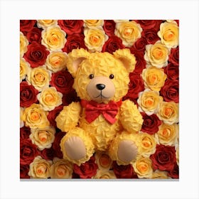 Teddy Bear With Roses 8 Canvas Print