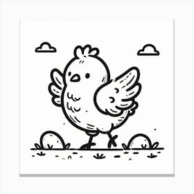 Line Art chicken 3 Canvas Print