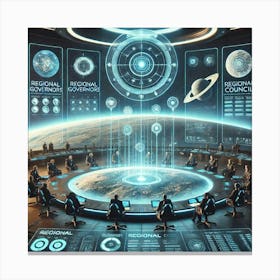 A Futuristic Sci Fi Scene Showcasing The Chain Of Canvas Print