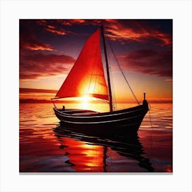 Sailboat At Sunset 18 Canvas Print