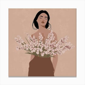 Woman Holding Flowers Canvas Print