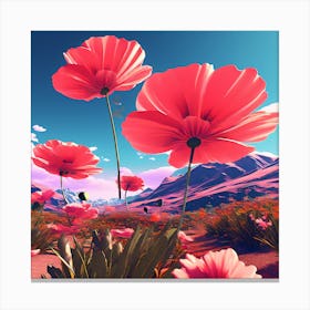 Pink Flowers In The Desert Canvas Print