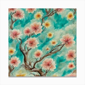 Watercolor Cherry Blossoms Canvas Print