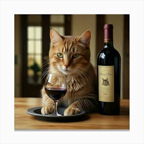 Default Wine For One Cat Drinking Wine 1 Kitchen Kitchen Dinin 0 Canvas Print