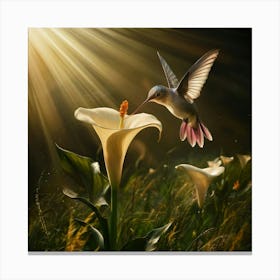 Hummingbird On A Flower Canvas Print