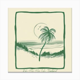 Koh Phi Phi Leh, Thailand Green Line Art Illustration Canvas Print