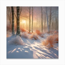 Golden Winter Sunlight across the Woodland Track Canvas Print