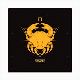Cancer Zodiac Sign,Golden Touch: Hand-Drawn Cancer Zodiac Logo Canvas Print