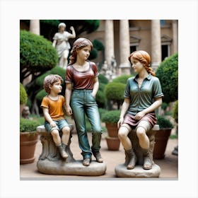 Statues Of A Family Canvas Print