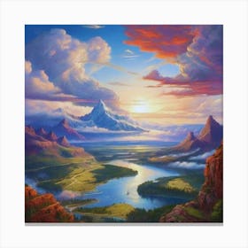 Sunset Over The Mountains Canvas Print