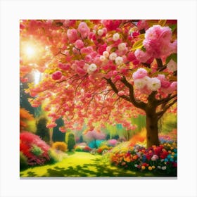 Cherry Blossoms In The Garden Canvas Print