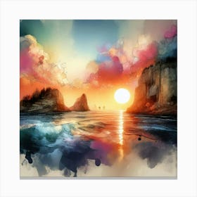 Sunset Over The Ocean 1 Canvas Print