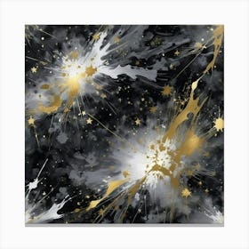 Black And Gold Splatter Canvas Print