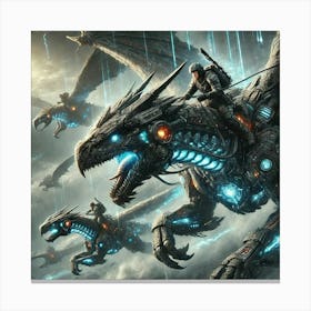 A Detailed Scene Showing The Dragon Riders Integr Canvas Print