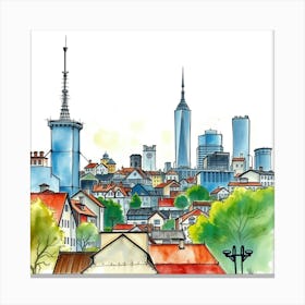 Watercolor Cityscape Canvas Print