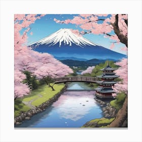 Cherry Blossoms In Fuji 4 Canvas Print