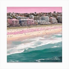 Bondi Beach, Sydney, Australia Pink Photography 1 Canvas Print