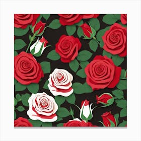 Seamless Pattern With Roses Canvas Print