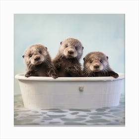 Sea Otters Taking a Bath Canvas Print