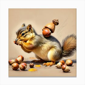 Squirrel With Nuts 1 Canvas Print