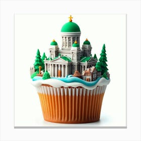 Cupcake With A Church Canvas Print