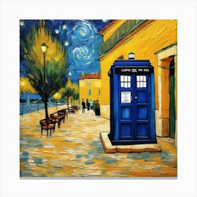 Tardis On The Terrace At Arles - Dr WHO & Van Gogh inspired Art Print 3 Canvas Print