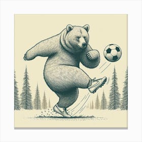 Soccer Bear Camping Canvas Print