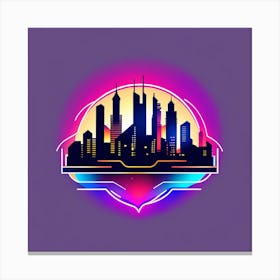 Neon City Skyline Canvas Print