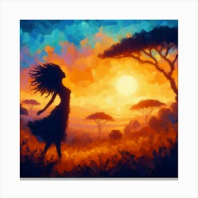 African Woman At Sunset Canvas Print