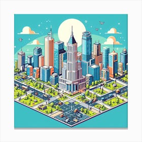 Isometric Cityscape Canvas Print