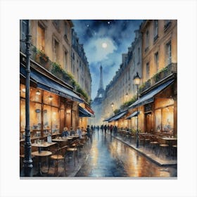 Parisian Cityscape Café Bistro Scenery Canvas Print