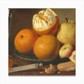 Table With Oranges And A Knife Canvas Print