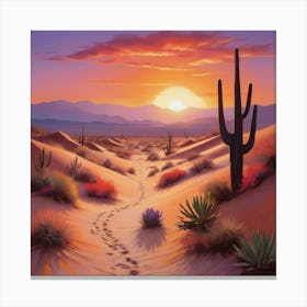 Desert Sunset Paintings Art Print Canvas Print