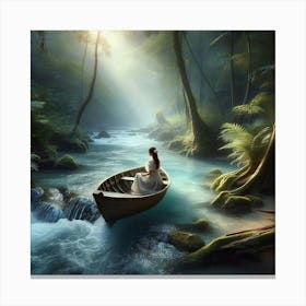 Girl In A Boat Canvas Print