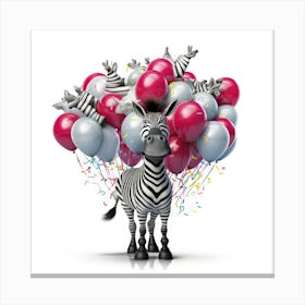 Zebra With Balloons Canvas Print