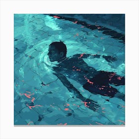 A Swimmer In A Pool Lofi Illustration 1718672147 1 Canvas Print