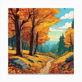 Autumn Trees In The Forest Canvas Print