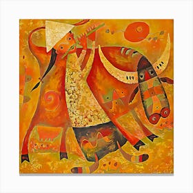 Keep Buffalo, Vietnamese folk painting 2 Canvas Print