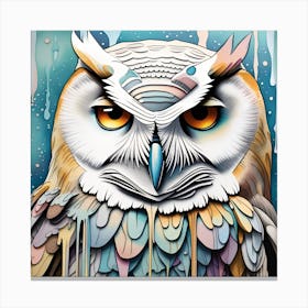 Owl Watercolor Dripping Canvas Print