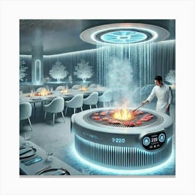 A Futuristic Dining Setup Featuring Cryogenic Gril Canvas Print