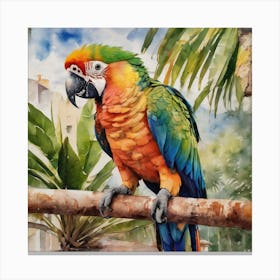 Parrot On A Branch Canvas Print