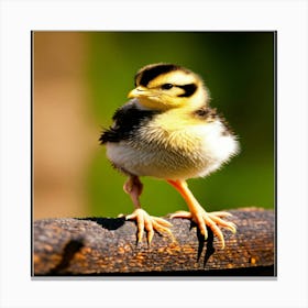 Chick On A Branch Canvas Print