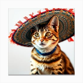 Bengal Cat In Mexican Hat Canvas Print